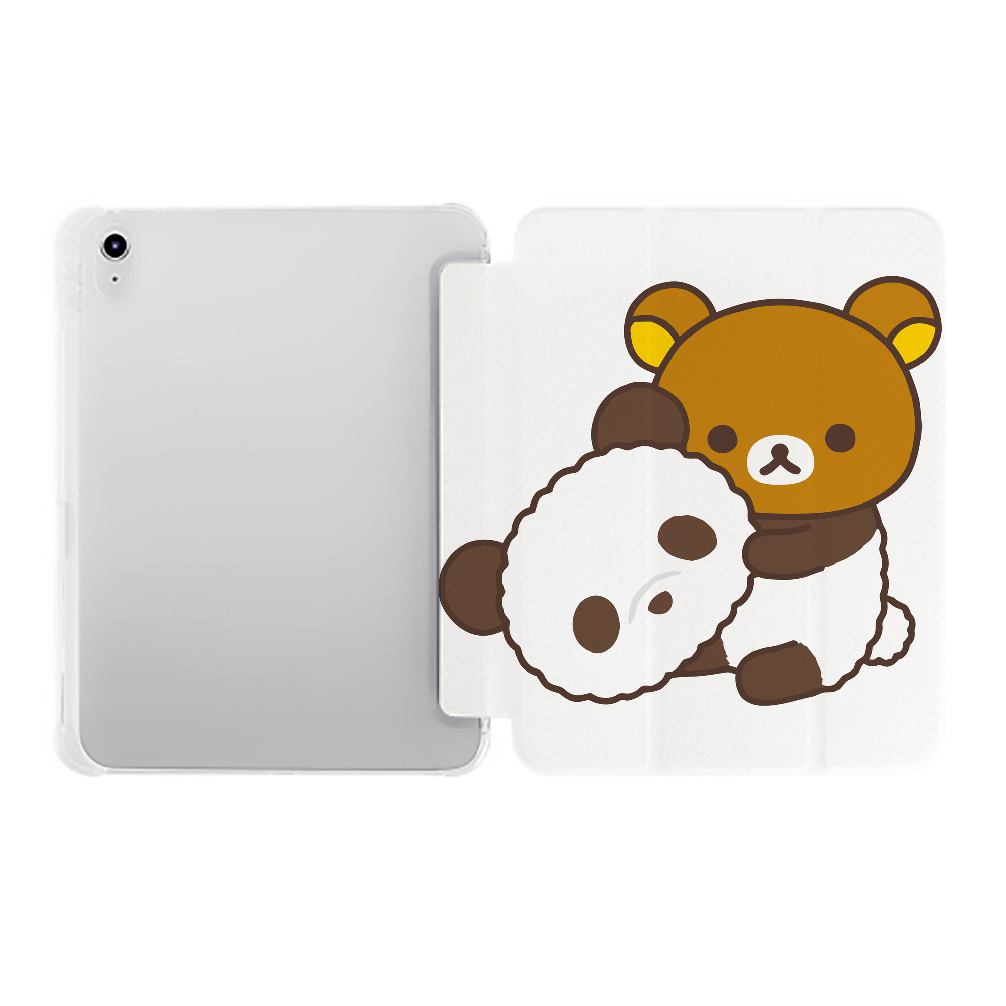 （画像用） リラックマ リラックマ キイロイトリ Rilakkuma Korilakkuma Kiiroitori IPad ケース ペン収納付き 三つ折りスタンド PUレザー×シリコン 対応機種9.5/10.5/10.9インチ